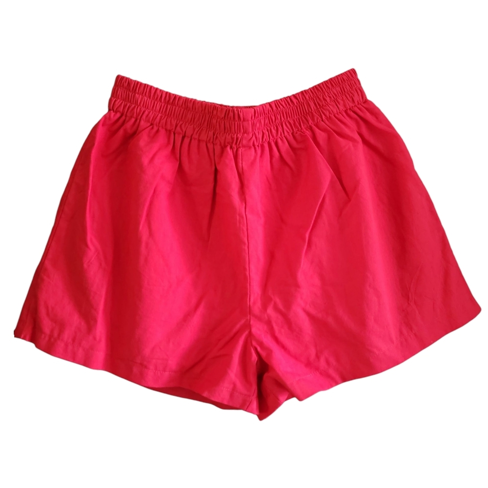 NWOT Commense Red Cotton Linen Blend Elasticated Waist‎ Shorts Size Small